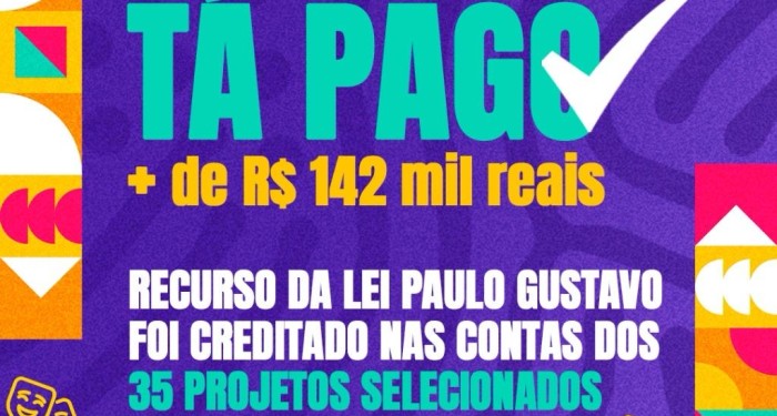 Prefeitura libera pagamento de recursos da Lei Paulo Gustavo